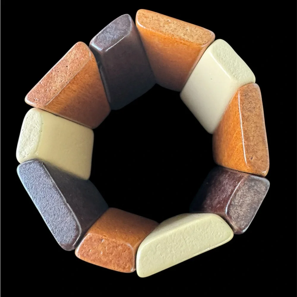 Stretchy Brown and Tan Wooden Bracelet